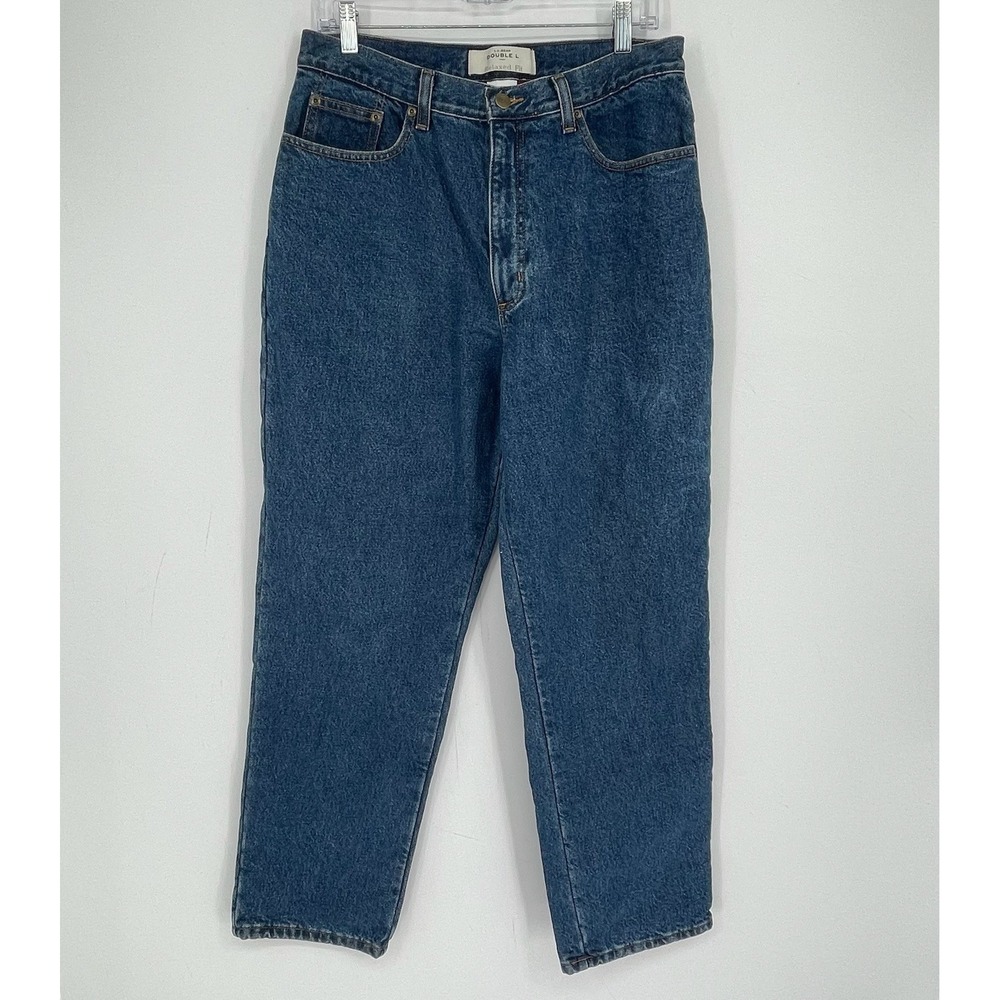 LL Bean Women's Blue Flannel Lined Relaxed Fit High Rise Denim Jeans Size 14 Reg